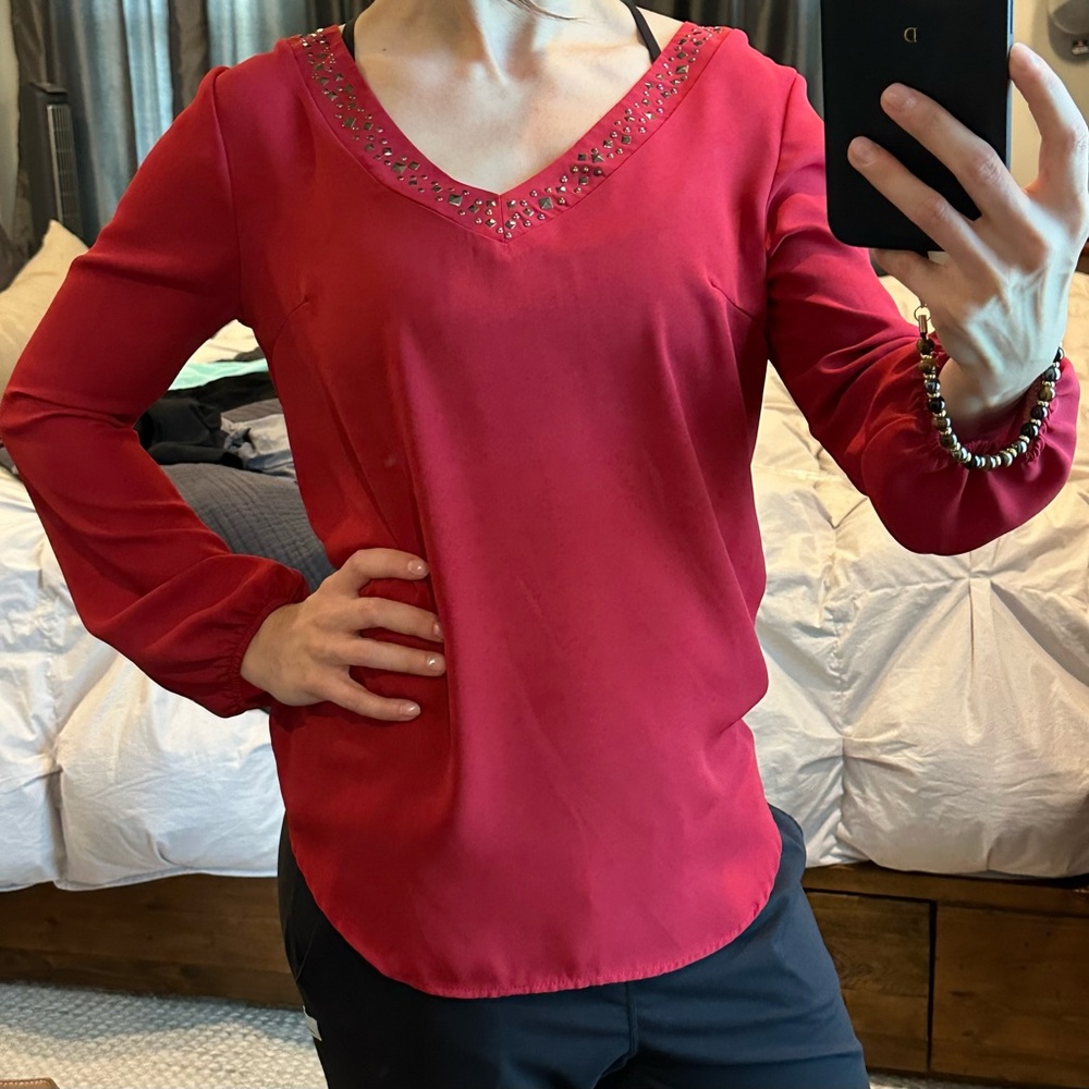 Jella Couture Red Embellished Blouse